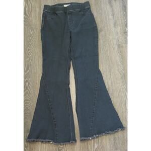 Southern Fried Chics Bell Bottom Mop Jeans Size 2XL Women Black Pull On Fringe